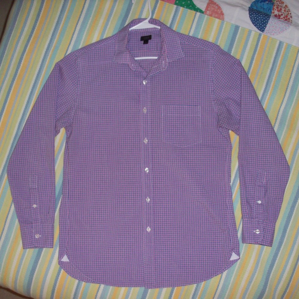 J. Crew Ludlow pink/blue plaid button up, size Med